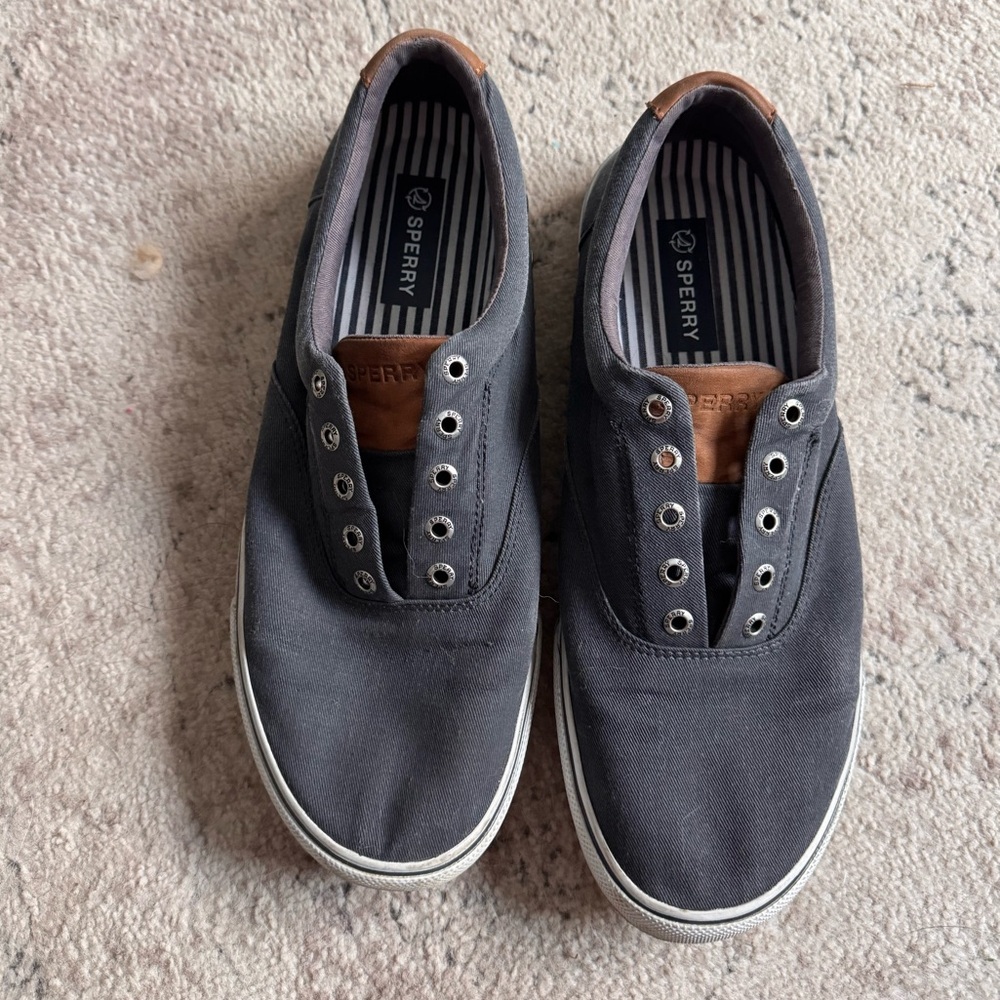 Sperry Men's Dark Gray Canvas Boat Shoes